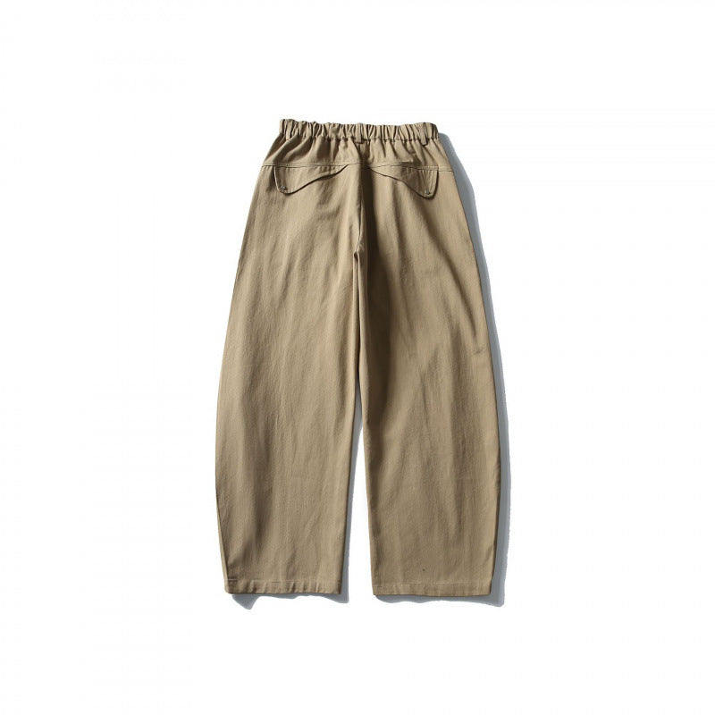 Men's Wide Utility Pants with Elastic Waistband and Distinctive Seam Panels Fashion Glam