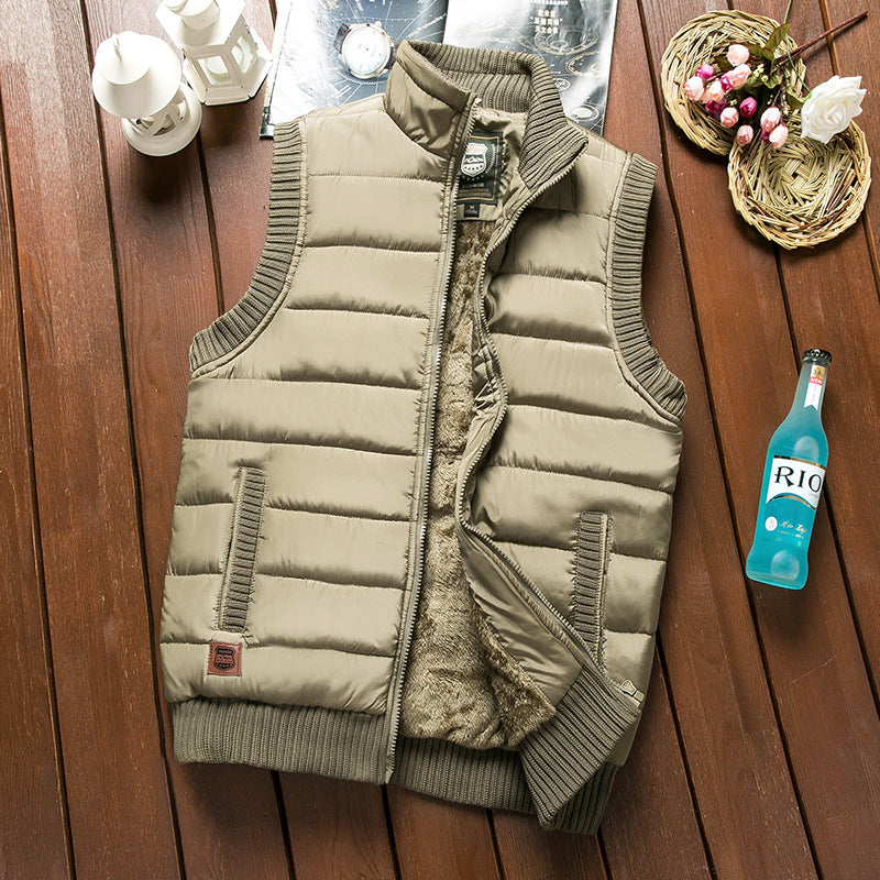 Men's Padded Thermal Puffer Vest with Teddy Fleece Lining and Ribbed Cuffs Fashion Glam