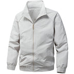 Men's Technical Microfiber Softshell Jacket in Bomber Style with Stand Collar and Zipper Pockets Fashion Glam