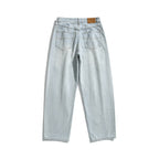 Ladies Baggy Denim Pants with High Waist, Destroyed Details and Straight Leg Fashion Glam