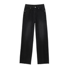 Women's high-waisted wide-leg jeans with wide leg and vintage wash Fashion Glam