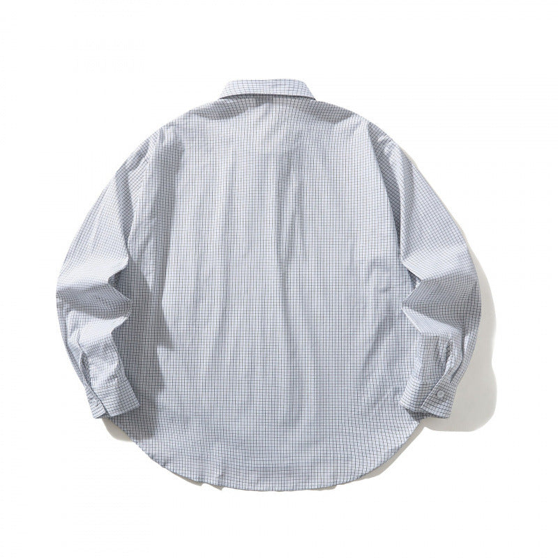 Unisex Lightweight Checked Overshirt with Shirt Collar, Side Pockets, and Curved Hem Fashion Glam