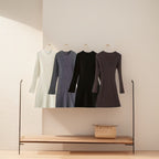 Women's Ribbed Knit Dress with Flared A-Line and Wide Cuffs Fashion Glam
