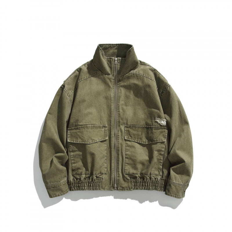 Unisex Boxy-Field Jacket in vintage canvas look with stand-up collar, flap pockets, and elastic hem Fashion Glam