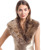 Women's Removable Faux Fur Stole with Voluminous Shawl Collar Fashion Glam
