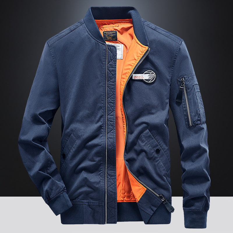 Men's bomber jacket in pilot style with contrasting inner lining and arm pocket Fashion Glam