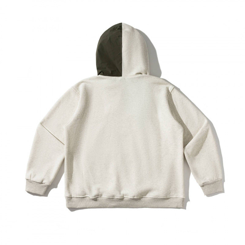 Unisex Oversize Hoodie with Contrast Insert, Snap Button Placket and Kangaroo Pocket Fashion Glam