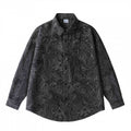Unisex Oversized Shirt Jacket with Paisley Jacquard, Full Button Placket and Chest Pocket Fashion Glam