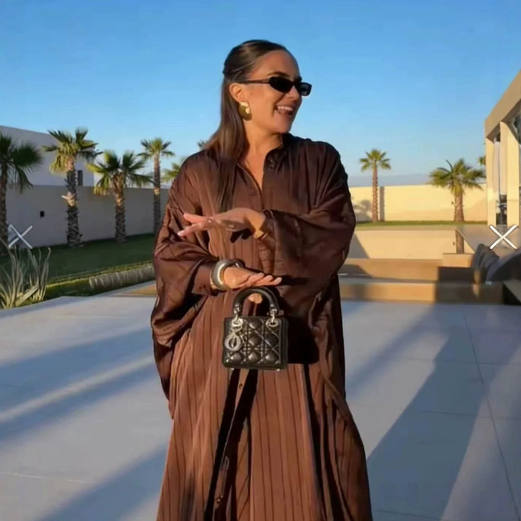 Ladies maxidress in oversized kaftan and shirt blouse style Fashion Glam
