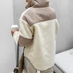 Women's Oversized Sherpa-Fleece Pullover with Half Zipper and Kangaroo Pocket Fashion Glam