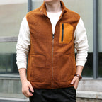 Men's Teddy Fleece Outdoor Vest with High Collar, Full Zip and Welded Chest Pocket Fashion Glam