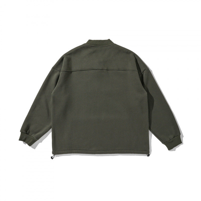 Unisex Oversize Sweatshirt with Henley button placket, kangaroo pocket and drawstring hem Fashion Glam