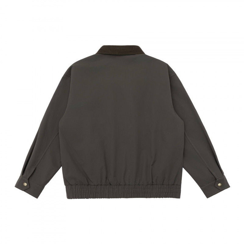 Unisex Boxy Utility Jacket with Cord Collar, Patch Pockets, and Elastic Hem Fashion Glam