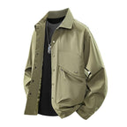 Men's overshirt coach jacket in urban utility style with snap button placket and angled zip pocket Fashion Glam