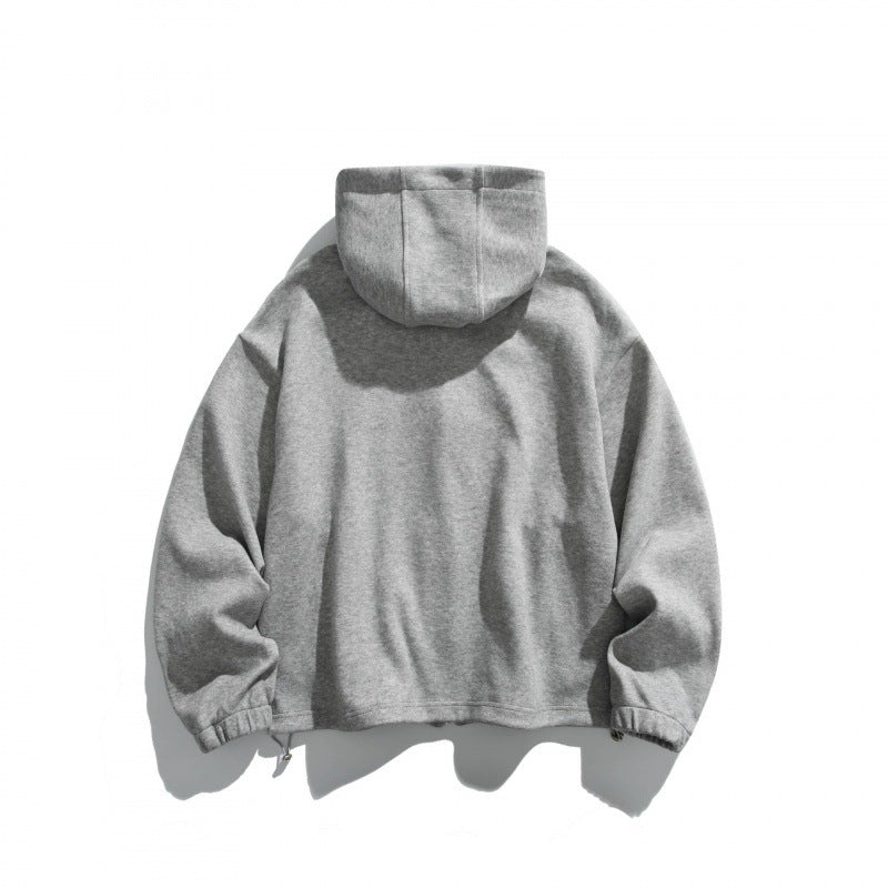 Unisex Oversize Fleece Zip Jacket with Hood, Two-Way Zipper and Adjustable Hem Fashion Glam