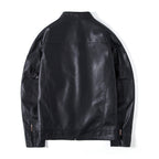 Men's Elegant Faux Leather Blouson Jacket with Stand-Up Collar, Zipper Pockets and Thermal Lining Fashion Glam