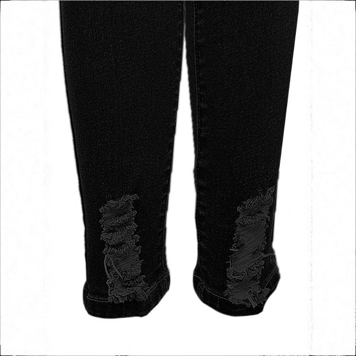 Women High-Waisted Super Stretch Skinny Jeans with Extreme Destroy Detail Fashion Glam