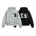 Unisex Oversize Hoodie Zip Jacket with Collegiate Patches Fashion Glam