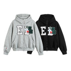 Unisex Oversize Hoodie Zip Jacket with Collegiate Patches Fashion Glam