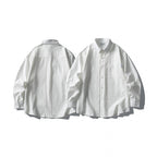 Men's Oversize Double-Breasted Cotton Shirt with Breast Pocket and Classic Shirt Collar Fashion Glam