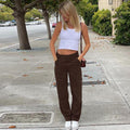 Ladies High-Waisted Relaxed Cargo Pants with Wide Leg and Knee Pleats Fashion Glam