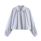 Women's Short Lightweight Oversized Blouson Jacket with Zipper and Folded Collar Fashion Glam