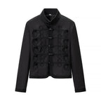 Ladies short blazer in marshal style with stand-up collar and decorative braid trim Fashion Glam