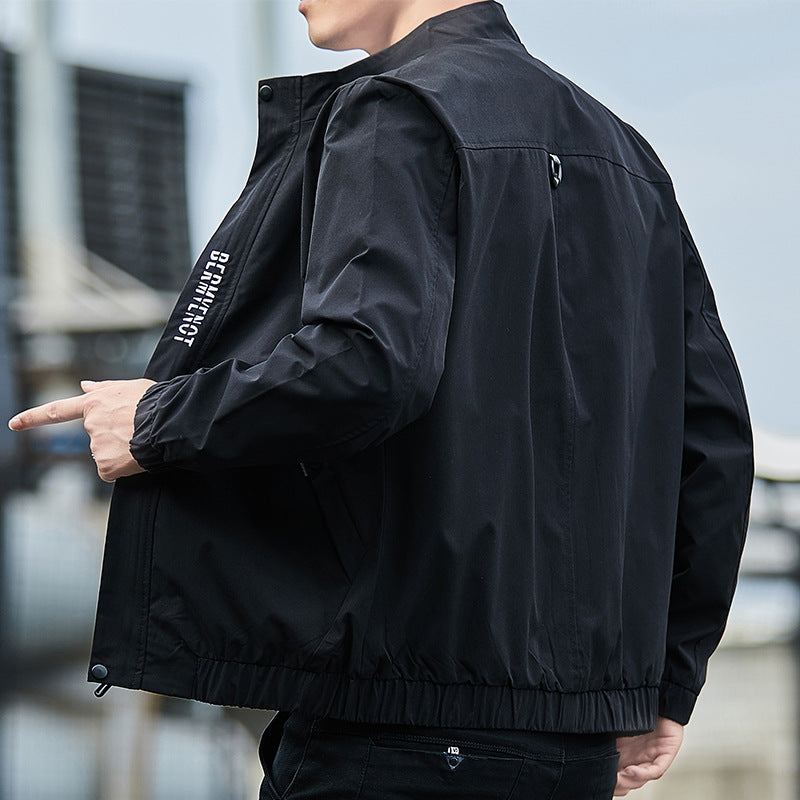 Men's Lightweight Urban Tech Blouson with Nanocoating, Stand Collar and Concealed Zipper Pockets Fashion Glam