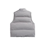 Unisex Lightweight Padded Stand-Up Collar Vest in Boxy Cut with Zipper Pockets Fashion Glam