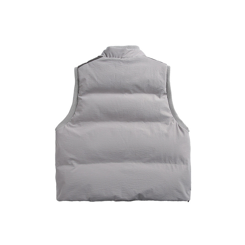 Unisex Lightweight Padded Stand-Up Collar Vest in Boxy Cut with Zipper Pockets Fashion Glam