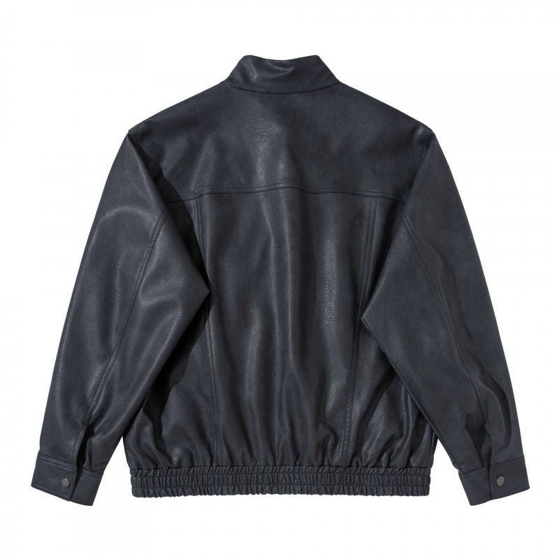 Men's short jacket made of suede-look material with stand-up collar, raglan sleeves, and elastic hem Fashion Glam