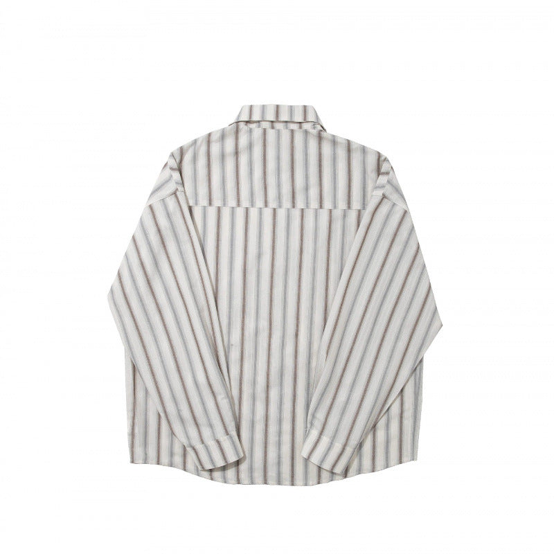 Unisex Oversize Long Sleeve Shirt made of Cotton Blend with Vertical Stripe Pattern and Chest Pocket Fashion Glam