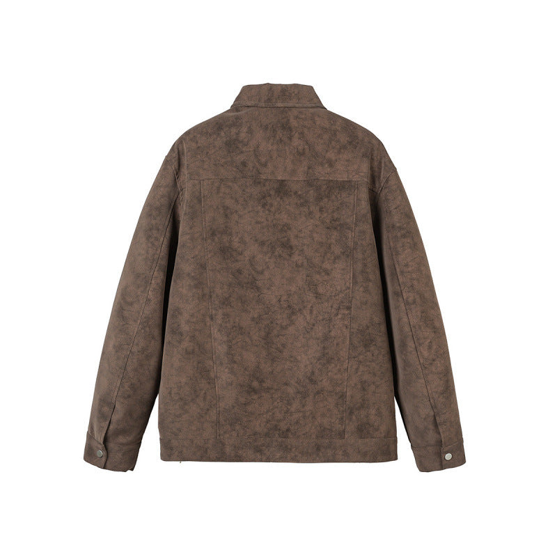 Men's short jacket made of suede imitation with metal toggle fasteners Fashion Glam