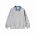 Unisex Oversize-Halfzip-Sweatshirt with contrasting denim collar Fashion Glam