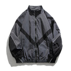 [Unisex] Oversize technical wind and rain jacket with stand-up collar, reflective piping, and elastic hem Fashion Glam