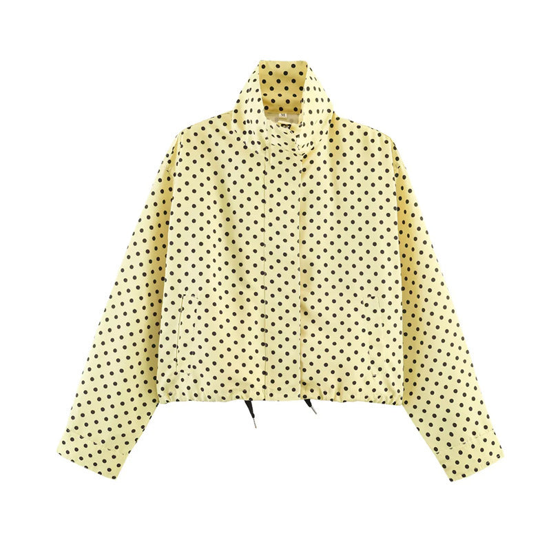 Ladies Short Points Utility Jacket with Stand-Up Collar and Drawstring Fashion Glam