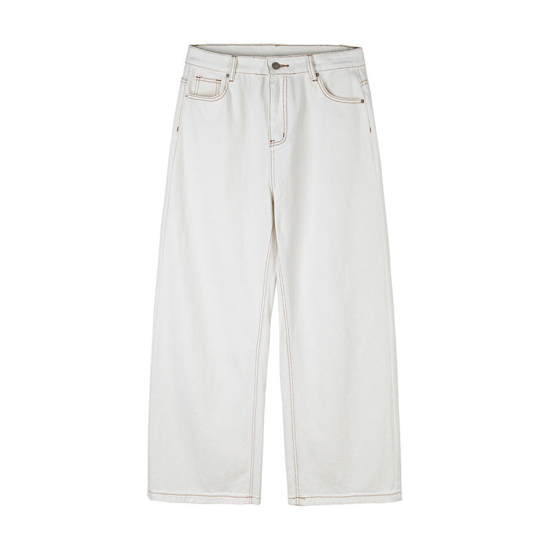 Women's Wide High-Waist Culotte Jeans with Visible Contrast Seams Fashion Glam