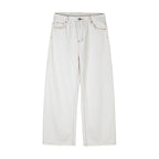 Women's Wide High-Waist Culotte Jeans with Visible Contrast Seams Fashion Glam
