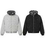 Unisex Short Boxy Bomber Jacket with Faux Fur Hood, Windproof Shell and Thermal Insulation Fashion Glam