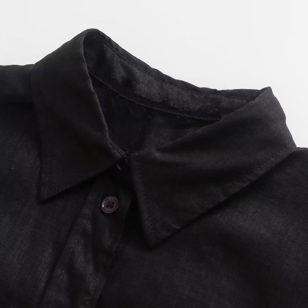 Women's Oversize Shirt Blouse with Extended Back, Boxy Cut and Continuous Button Placket Fashion Glam