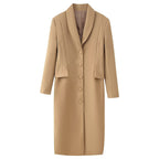 Women’s Longer Wool Blend Coat with Shawl Collar and Tailored Silhouette Fashion Glam