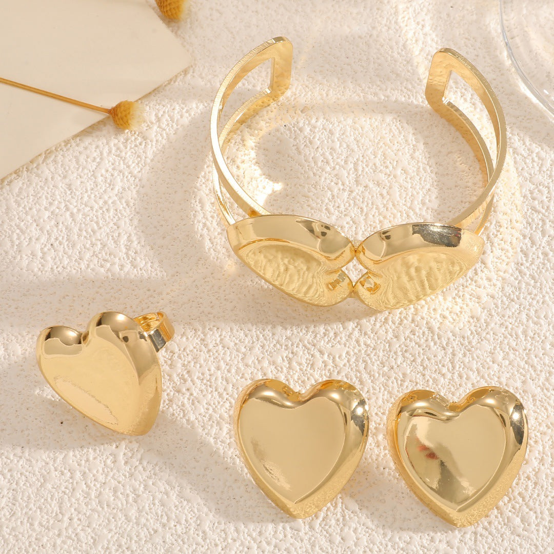Women's Open Bangle with Elegant Heart Shape Fashion Glam