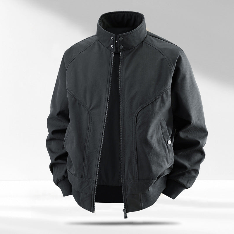 Men's windproof quilted bomber jacket with stand collar, ribbed cuffs, and padded lining Fashion Glam