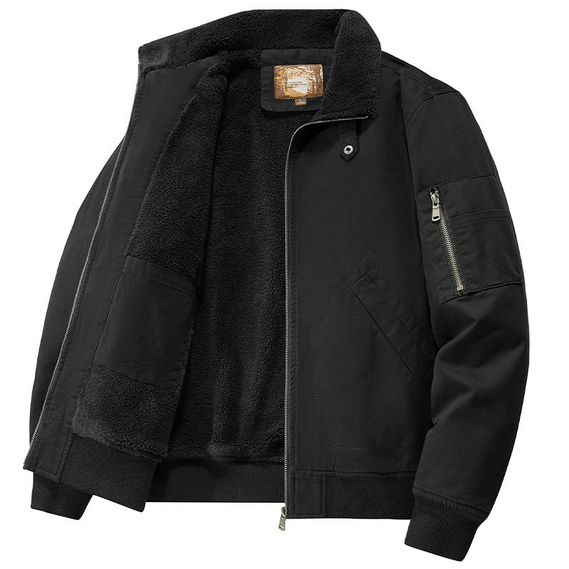 Men's teddy-lined pilot bomber jacket with sherpa lining and arm pocket Fashion Glam