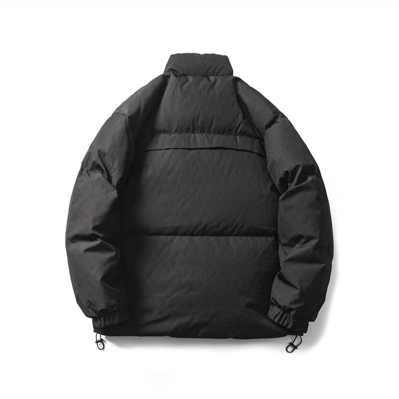 Unisex Kastig padded stand-up collar jacket with tree embroidery, chest flap pocket and drawstring hem Fashion Glam