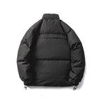 Unisex Kastig padded stand-up collar jacket with tree embroidery, chest flap pocket and drawstring hem Fashion Glam