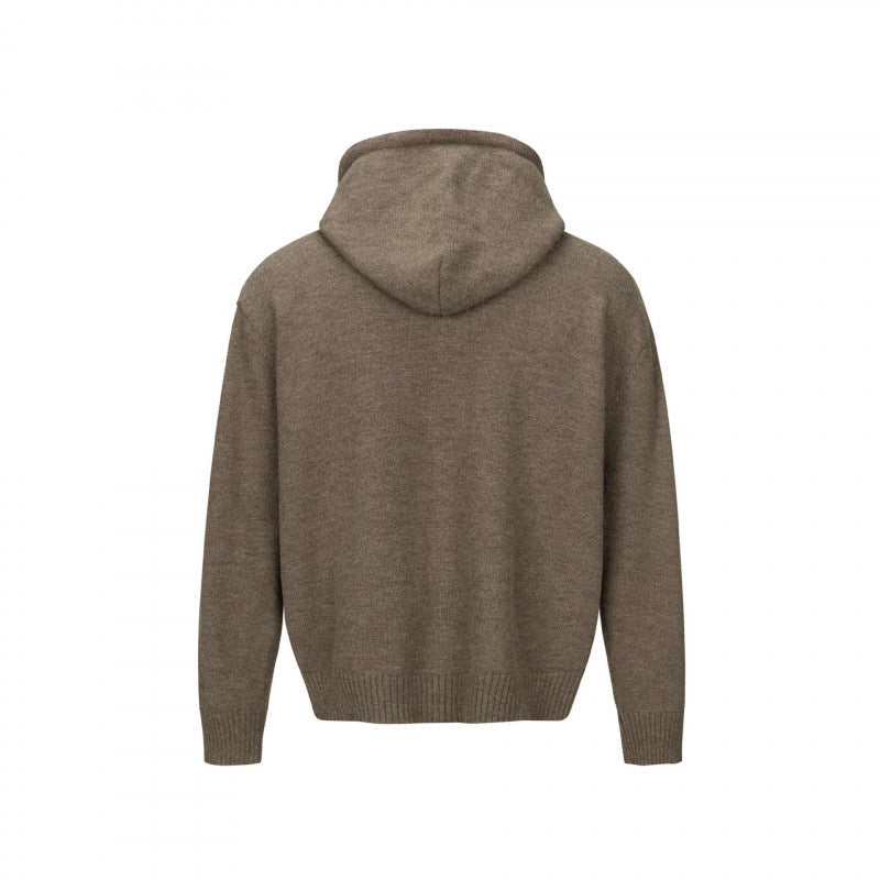 Unisex thick knit hoodie cardigan with continuous button placket and ribbed cuffs Fashion Glam