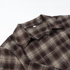 Women's Checked Shirt Blouse with Wrap Front and Rounded Hem Fashion Glam