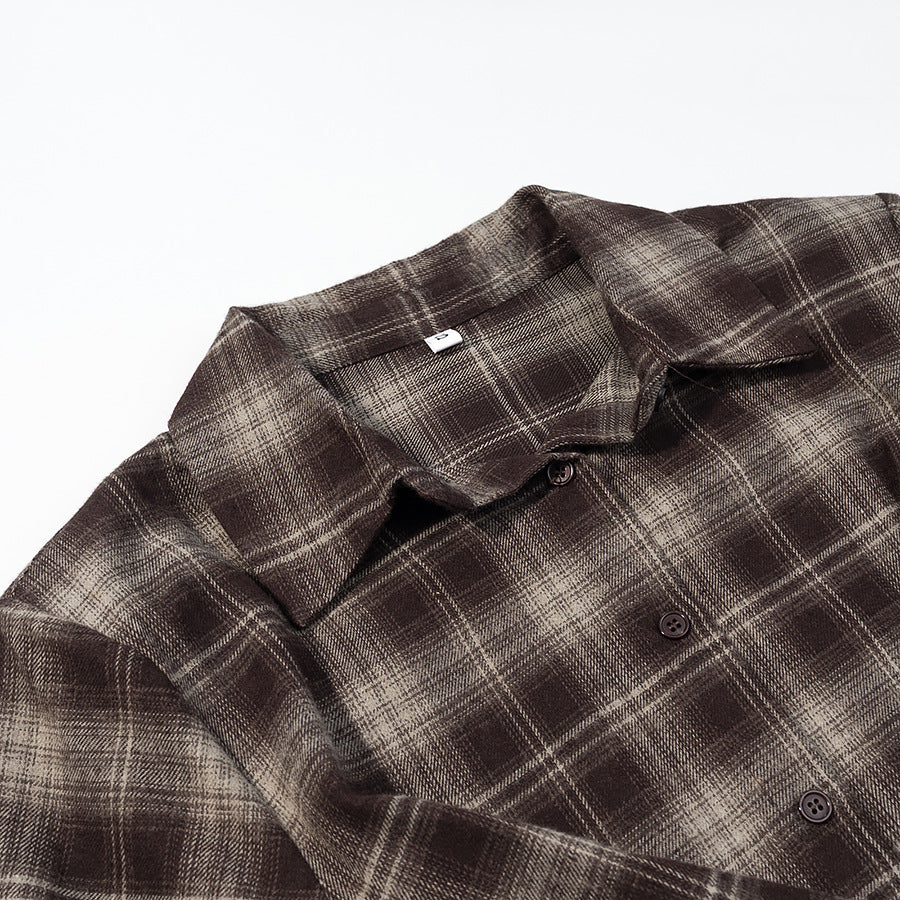Women's Checked Shirt Blouse with Wrap Front and Rounded Hem Fashion Glam