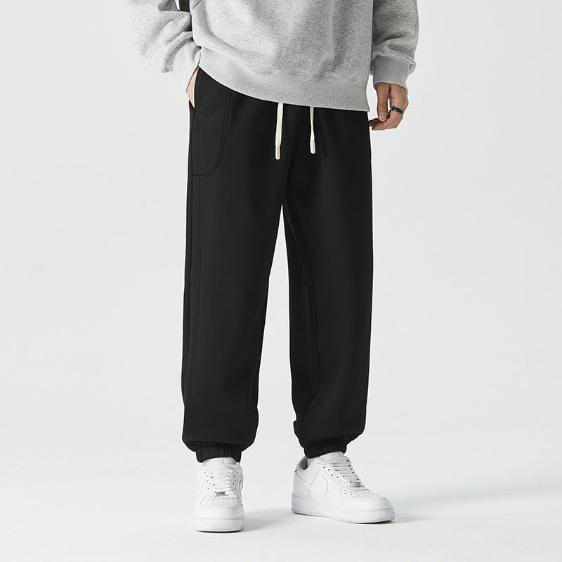 Men Comfortable Athletic Jogging Pants with Drawstring and Elastic Ankle Cuffs Fashion Glam